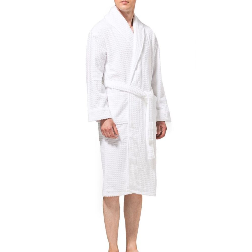Alpine Swiss Mens Luxury Waffle Knit Cotton Bathrobe Shawl Collar Hotel Spa Robe - Picture 8 of 8